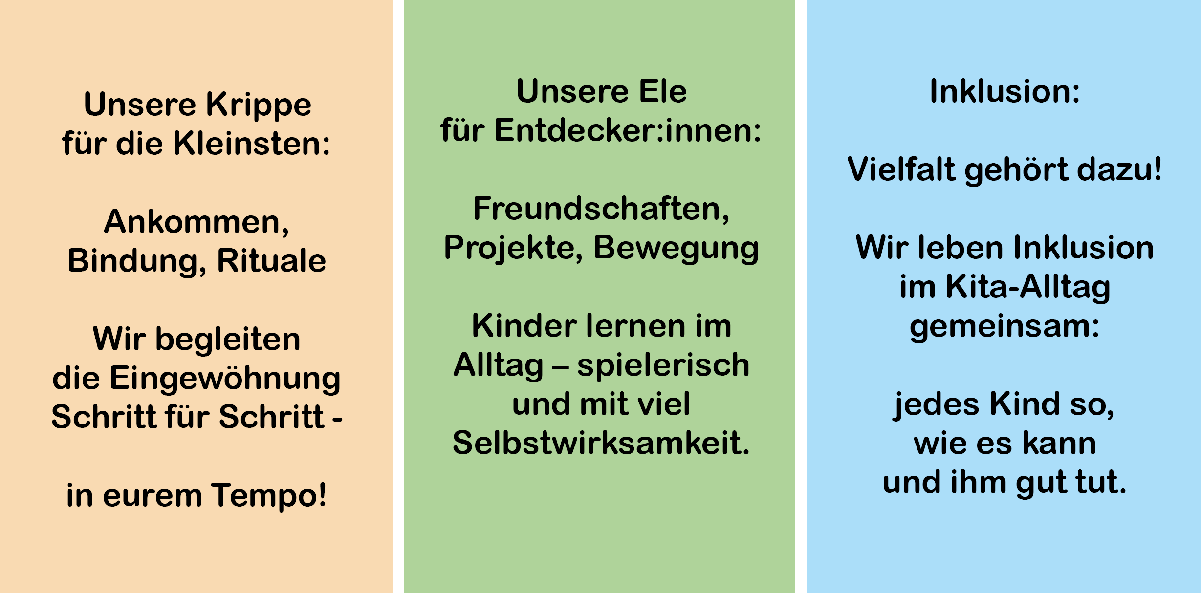Krippe, Kita, Vorschule, Inklusion - unsere Werte